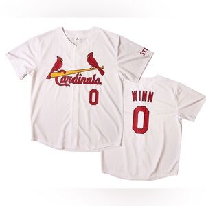 Men’s Cardinals White Baseball Jersey #0 WINN